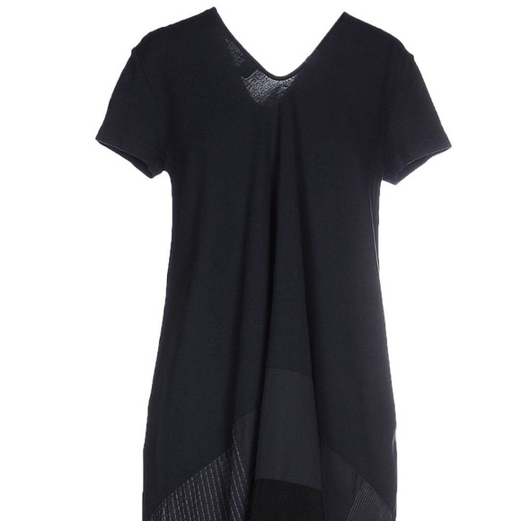 Italian Cotton Elegant Black Asymmetrical Dress - Picture 4 of 4